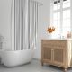 Cortina Ducha Rayas Blancas 180x200cm. Impermeable