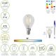 Bombilla Led Filamento Esfera Rosca E14. 4,5 Watt. Equivale A 35 Watt. 470 Lumenes. Luz Neutra 4000º K.
