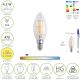 Bombilla Led Filamento Vela Rosca E14. 4,5 Watt. Equivale A 40 Watt. 470 Lumenes. Luz Cálida (2700º K.)