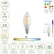 Bombilla Led Filamento Vela Rosca E14. 4,5 Watt. Equivale A 35 Watt. 470 Lumenes. Luz Neutra 4000º K.