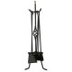 Juego Atizadores Forjados 5 Piezas 25x71,5 (Alt.) cm. Soporte, Cepillo, Recogedor, Atizador y Pinzas. Hierro Forjado